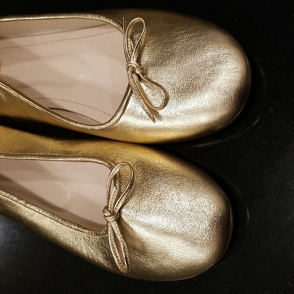 💕ANINE BING💕 Ballerinas ~ Leather Ballerina Flats Gold 39 NWOT - Picture 9 of 15